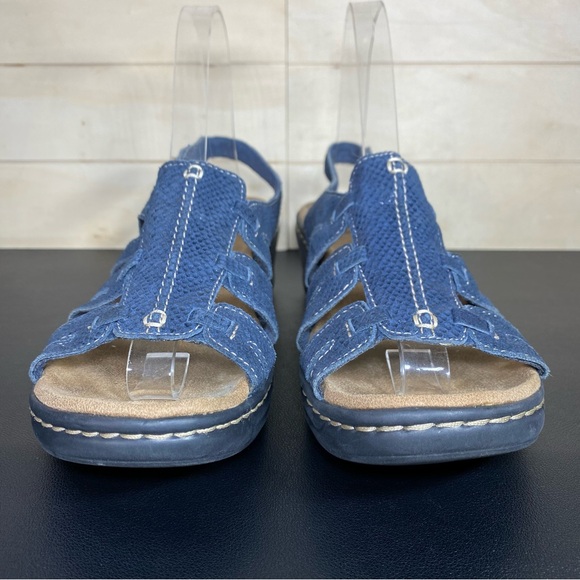Clarks Lexi Marigold Sandals Blue Leather Women's Size 7.5 Shoes M Snakeskin - Picture 5 of 11